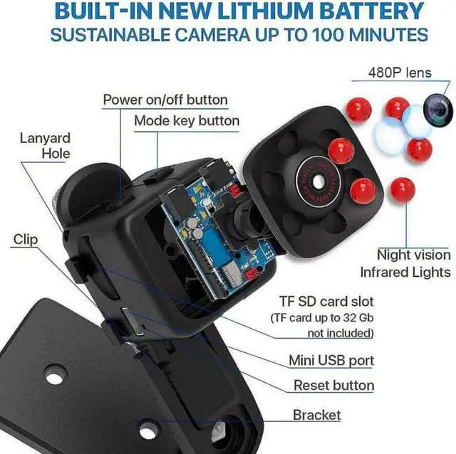 Alt view image 5 of 5 - Mini Camera with HD 1080P DV Mini Camcorders Sport Camera Car DVR Night Vision Video Voice Recorder Micro Action Camera
