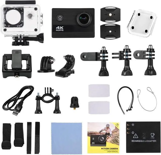 Alt view image 4 of 5 - 4K 60FPS Sports mini Action micro Camera wifi 2-inch HD Screen Underwater 30m Waterproof 170 Degree Wide Angle Built-in Battery