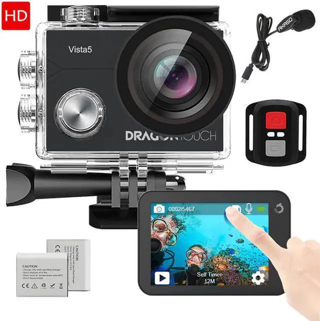 Main image of 4K Action Camera Vista 5 WiFi Waterproof Sport Camera with Touch Screen 2 Batteries and Mounting Accessories Kit