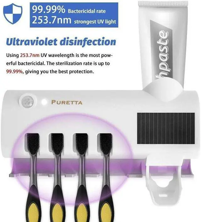 Alt view image 4 of 5 - Light Ultraviolet Toothbrush Sterilizer Automatic Toothpaste Dispenser ToothBrush Holder Bathroom Accessories Dropshipping