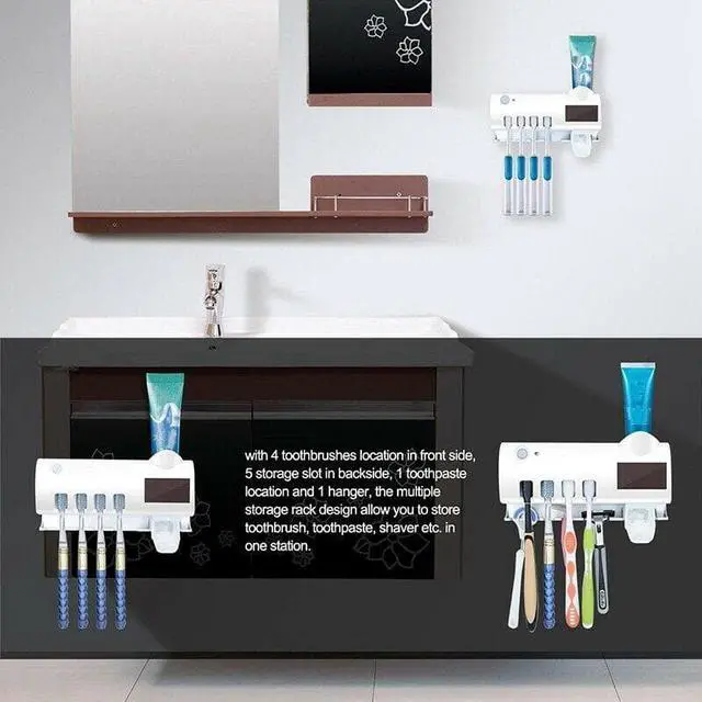 Alt view image 2 of 5 - Light Ultraviolet Toothbrush Sterilizer Automatic Toothpaste Dispenser ToothBrush Holder Bathroom Accessories Dropshipping