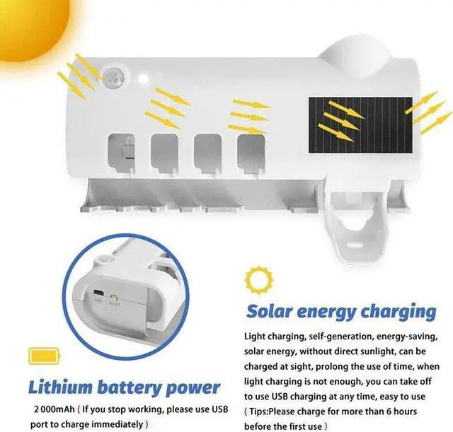 Alt view image 3 of 5 - Light Ultraviolet Toothbrush Sterilizer Automatic Toothpaste Dispenser ToothBrush Holder Bathroom Accessories Dropshipping