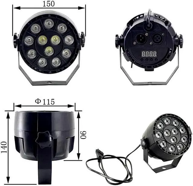 Alt view image 3 of 5 - Par 12LED RGB 3IN1 12x4W UV stage ing effect DMX 512 Club disco party dance KTV projector Bar
