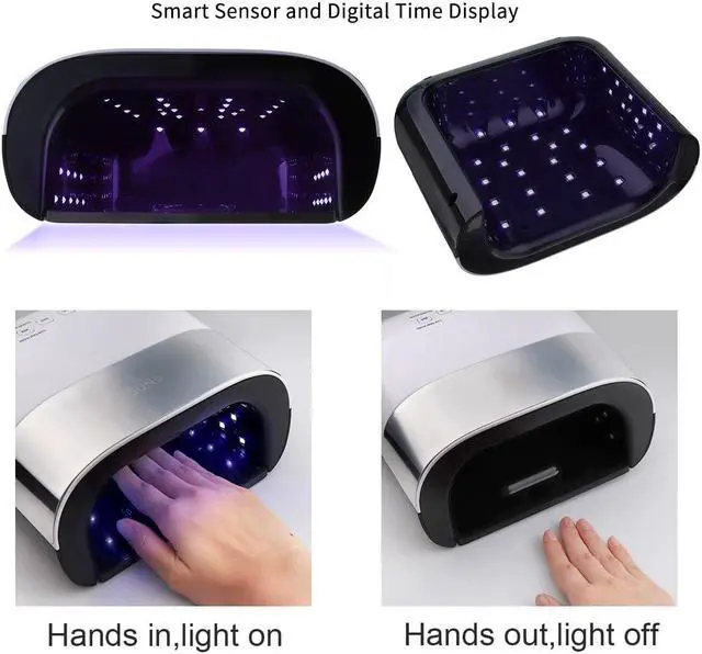 Alt view image 2 of 5 - Nail Dryer 48W Nail Gel Fast Curing UV LED Lamp Smart Invisible Display Timer Auto Sensor Nail Drying Machine
