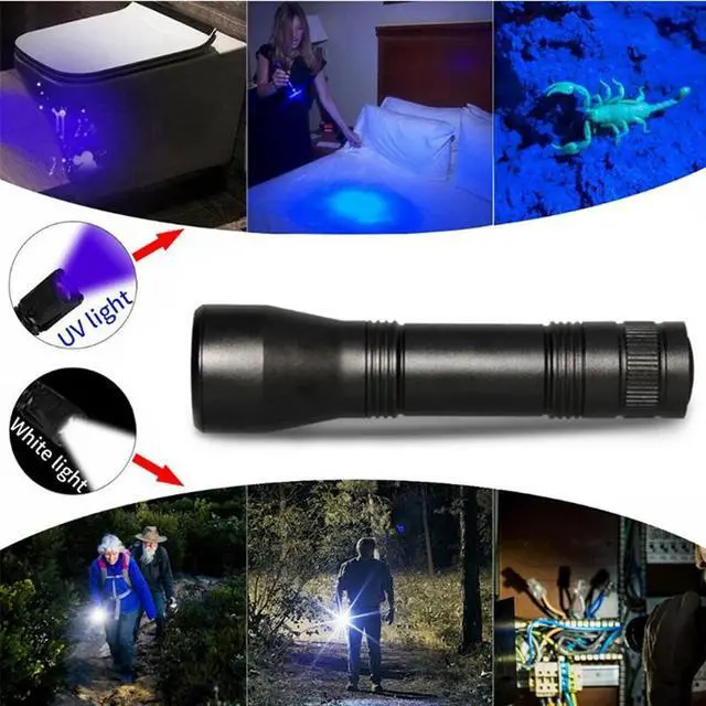 Alt view image 5 of 5 - LED UV Flashlight Ultraviolet Torch 395nm Ultra Violet Light Blacklight  18650 Battery Waterproof camping light Zoomable Torch