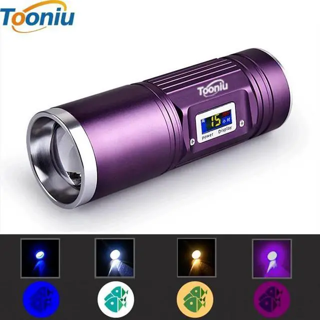 Main image of 30W Powerful LED Portable fishing lights 4 color USB charging searchlight zoomable Hiking torch lamp power display