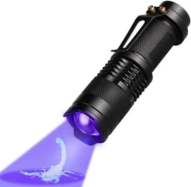 Alt view image 3 of 5 - quality UV Light 100LED 51LED Q5LED UV Light Zoom Flashlight torch light lamp safety UV Ultraviolet detection AA battery A1