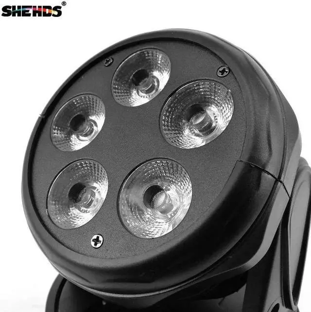 Alt view image 4 of 5 - Moving Head Light 5X18W RGBWA+UV 6in1  Lamp Stage Lighting Effect Disco Strobe Lights with 10/15channels