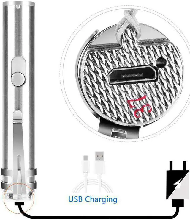 Alt view image 4 of 5 - 3 In 1 Laser Pointer LED Flashlight For Cats Pet Training Tool USB Rechargeable UV Flashlamp LED Flash Light Mini Lanterna Lamp