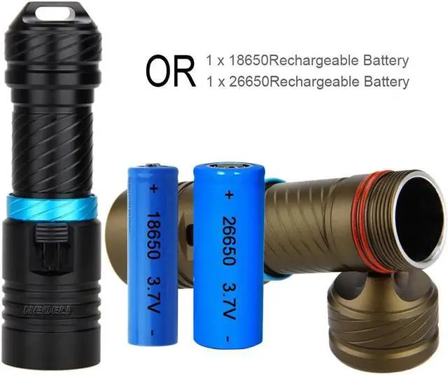 Alt view image 2 of 5 - Waterproof Diving Flashlight Dive L2 Underwater uv light 100 Meters  Torch Lamp Camping Lanterna use 26650 18650 Battery
