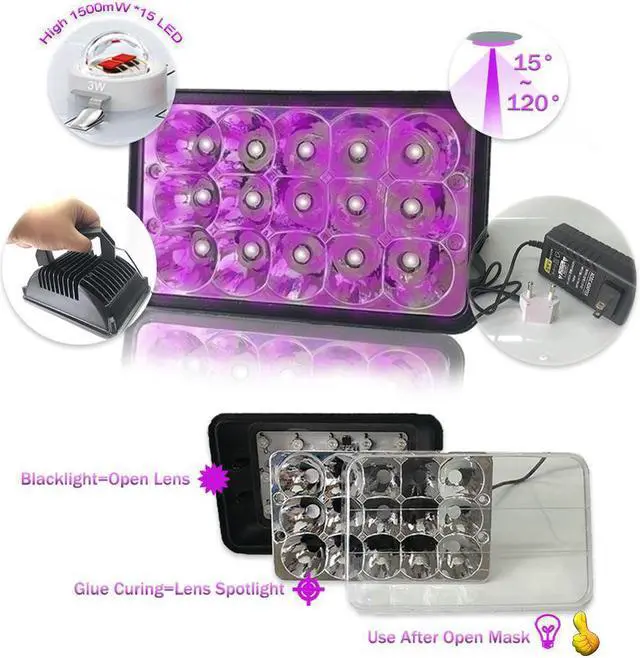 Alt view image 2 of 5 - 365nm 385nm 395 405nm Led UV GEL Curing Lamp Ultraviolet Light Cure Oil Printing Machine Glass Ink Paint Silk Screen 3D Printer