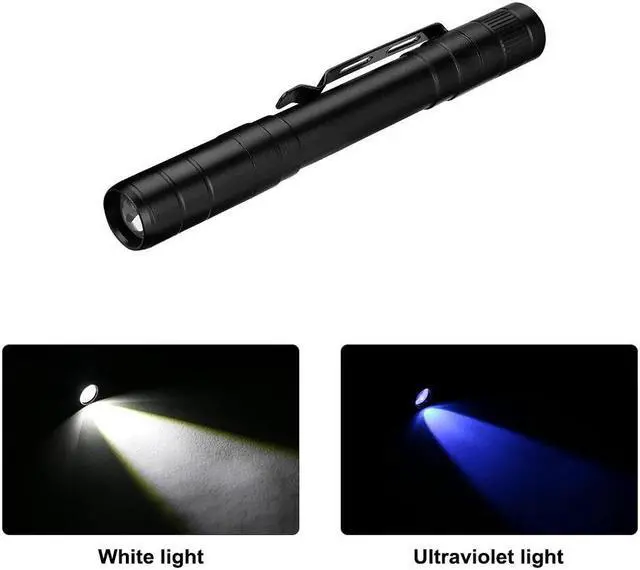 Alt view image 4 of 5 - LED Flashlight UV Light Torch Ultra Violet Battery-Powered Handheld Pen Light Tactical Pocket Torch White/UV Light 2 in 1