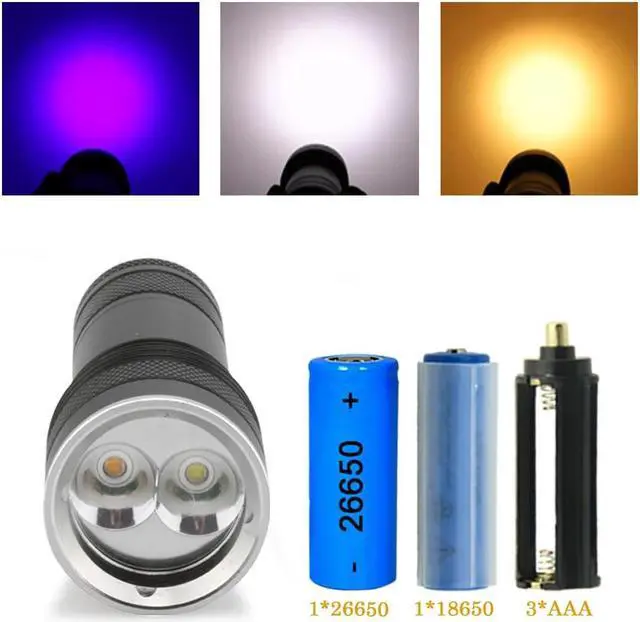 Alt view image 3 of 5 - Waterproof Diving Flashlight Dive L2 Underwater uv light 100 Meters  Torch Lamp Camping Lanterna use 26650 18650 Battery