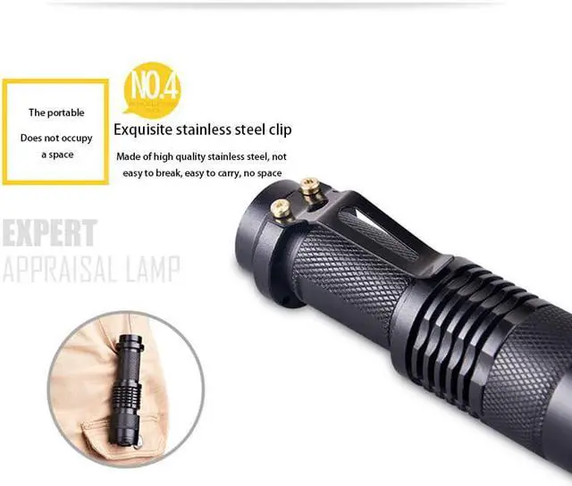 Alt view image 3 of 5 - UV Flashlight Purple Violet Light Zoomable Focus UV 365/395nm Torch Lamp Lanterna For Marker Checker Cash Detection