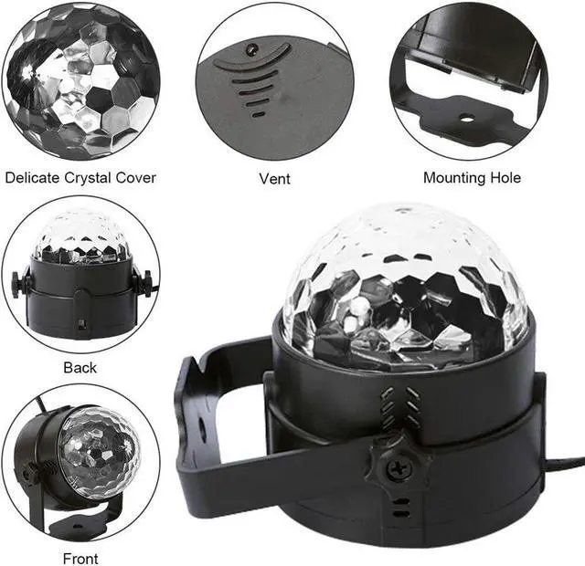 Alt view image 3 of 5 - 3W UV LED Disco Ball Party Lights Sound Activated Rotating Strobe LED Stage Lights for Festival Bar Club Party Wedding Show Home