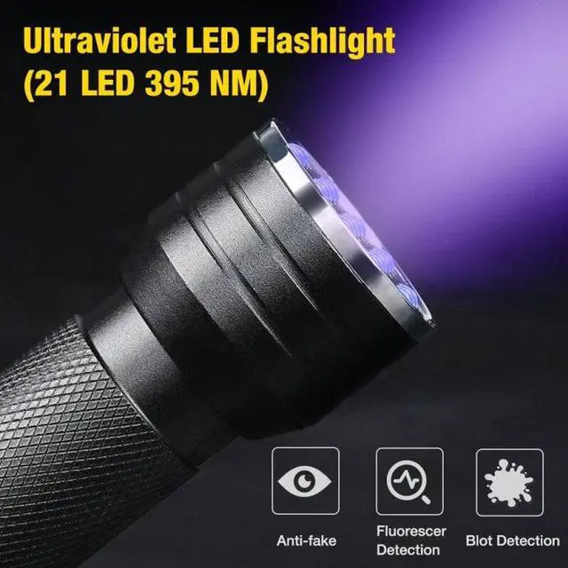 Alt view image 3 of 5 - Portable UV Flashlight Black light UV Lights 21 395nm torch LED Ultraviolet linterna Pet Urine Detector For Dog/Cat Urine