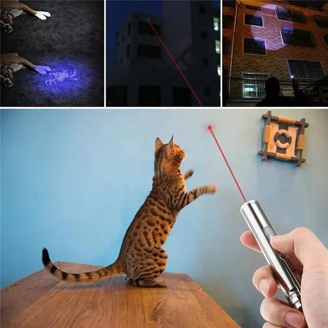 Alt view image 2 of 5 - 3 In 1 Laser Pointer LED Flashlight For Cats Pet Training Tool USB Rechargeable UV Flashlamp LED Flash Light Mini Lanterna Lamp