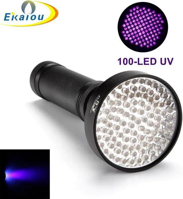 Main image of Portable 100 LED UV Flashlight Handheld Ultraviolet Black Torch Light For Finding Pet Dog and Cat Urine Stain Phosphors