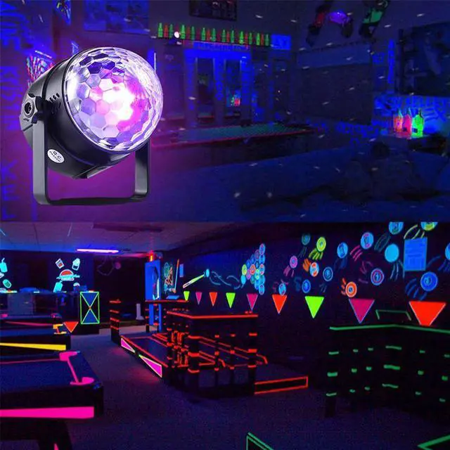 Alt view image 5 of 5 - 3W UV LED Disco Ball Party Lights Sound Activated Rotating Strobe LED Stage Lights for Festival Bar Club Party Wedding Show Home