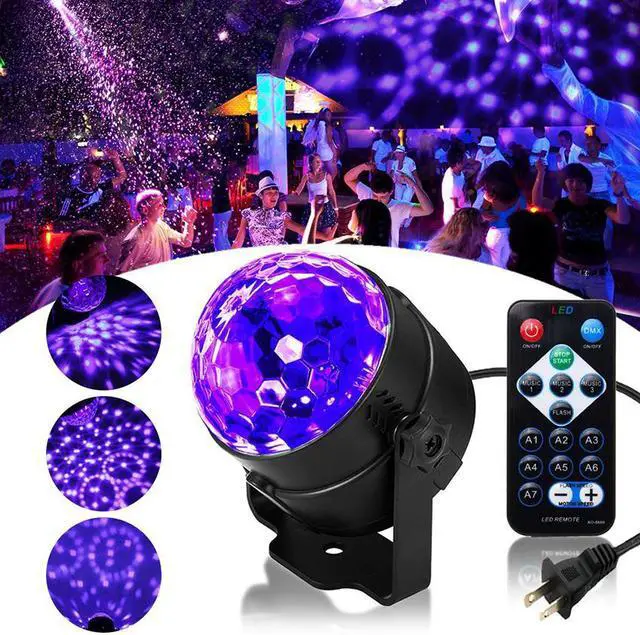 Main image of 3W UV LED Stage Lights Sound Activated Rotating Disco Ball Party Lights Strobe Light for House Party KTV Club Wedding Christmas