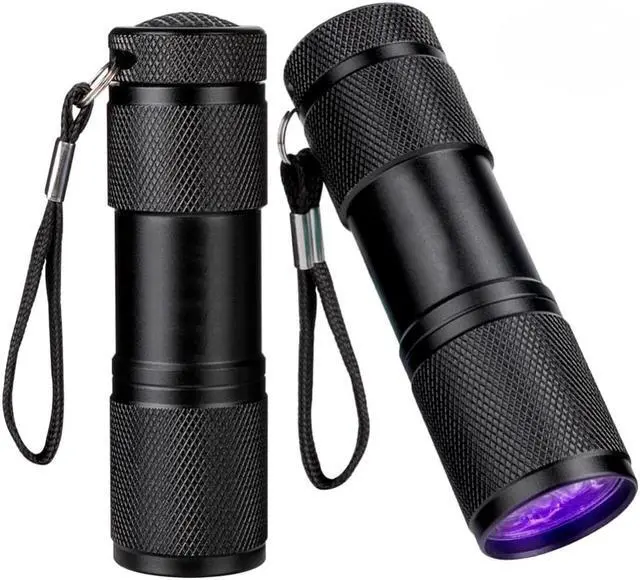 Alt view image 5 of 5 - Mini Aluminum LED UV Light 395nm 9 LED UV Flashlight Money check Purple Light ultraviolet Lamp