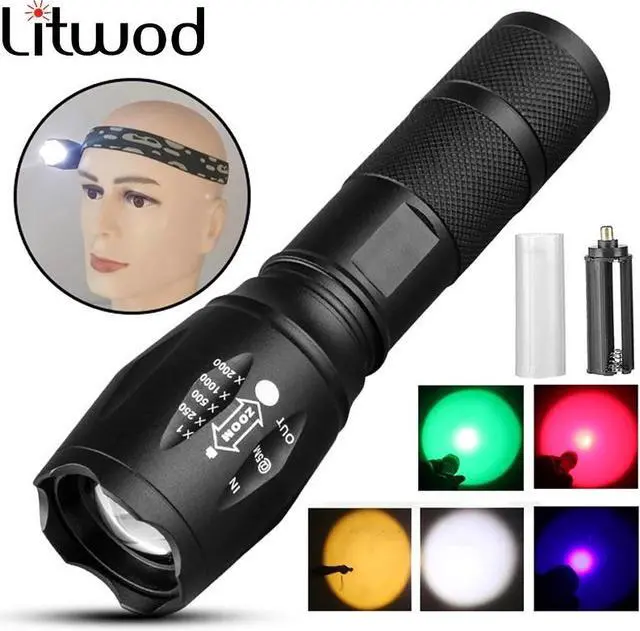 Main image of Led Flashlight Tactical Torch Light Lamp Xm Waterproof Shock Resistant,hard Defense Green Uv Bulbs Yellow  Blue White