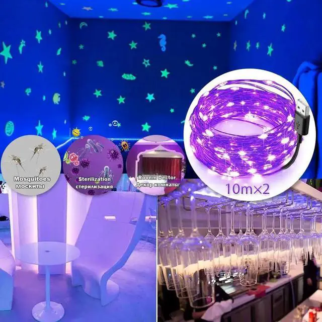Alt view image 3 of 5 - DIY LED Stage Light Effect USB 20m UV Black Lamp Bulb String Disco Dj Christmas Halloween Party Waterproof Bar Prom