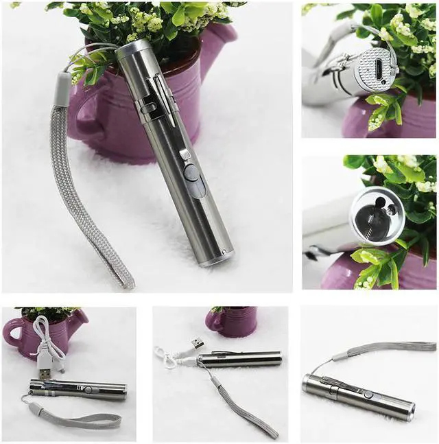 Alt view image 5 of 5 - 3 In 1 Laser Pointer LED Flashlight For Cats Pet Training Tool USB Rechargeable UV Flashlamp LED Flash Light Mini Lanterna Lamp