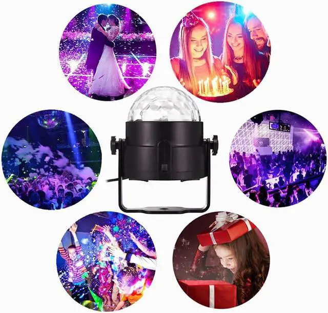 Alt view image 3 of 5 - 3W UV LED Stage Lights Sound Activated Rotating Disco Ball Party Lights Strobe Light for House Party KTV Club Wedding Christmas