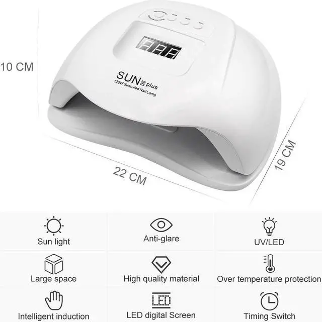 Alt view image 2 of 5 - 120W Nail Dryer Professional UV LED Nail lamp With LCD Display 4 Timer Automatic Sensor For Nail Art Salon Curing All Gel Polish
