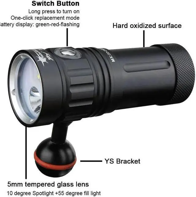 Alt view image 3 of 5 - Diving Flashlights L2 UV LED Lamp Diving Video Light Scuba Dive Torch Underwater lanterna  100m Waterproof Searchlight