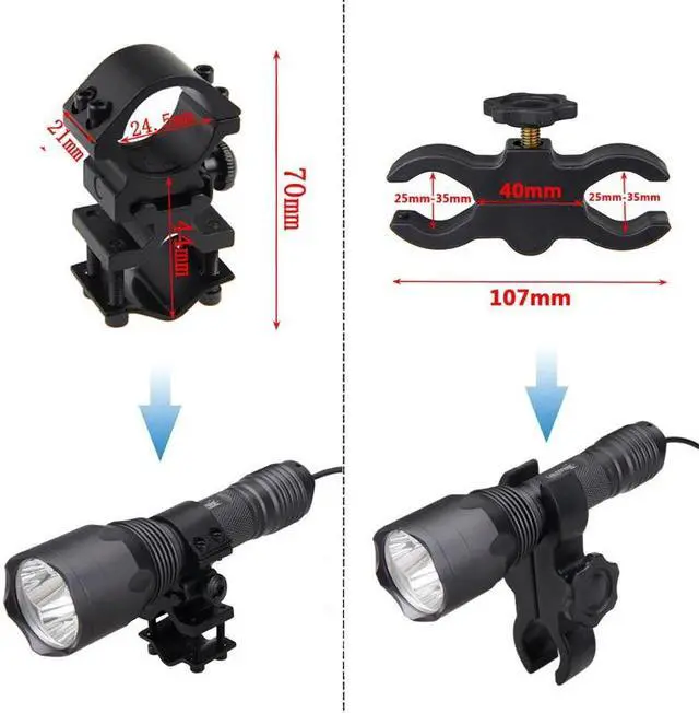 Alt view image 3 of 5 - Tactical Green/Red/ UV Outdoor Flashlight Blood Tracker Hog Tactical Remote Pressure Switch Weapon Light For Hunting Fishing