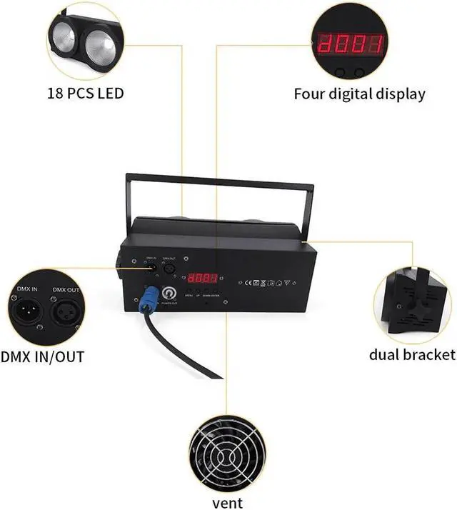 Alt view image 4 of 5 - 2x100W Led COB Par Lights 200W Led audience blinder lights RGBWA UV 6IN1 warm white cool white Led Strobe wash disco dj light