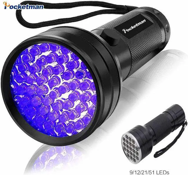 Main image of 51LED 21LED 12LED 9LED UV Flashlight Purple Light Torch Torch UV Light 395-400nm LED Torch Lamp Safety UV Detection