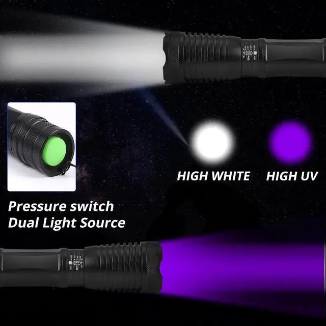 Alt view image 4 of 5 - 2 in 1 UV Flashlight LED Linternas Torch 395nm Ultraviolet Urine Detector Light for camping Carpet Pet Urine Catch Scorpions