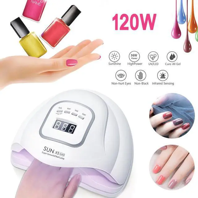 Main image of 2019 New SUN 5 X Plus LED UV Lamp 120W Nail Dryer With Auto LCD Display  LED Sensor lamp Nail Dryer For Manicure Gel