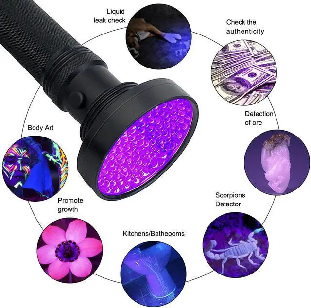 Alt view image 2 of 5 - quality UV Light 100LED 51LED Q5LED UV Light Zoom Flashlight torch light lamp safety UV Ultraviolet detection AA battery A1