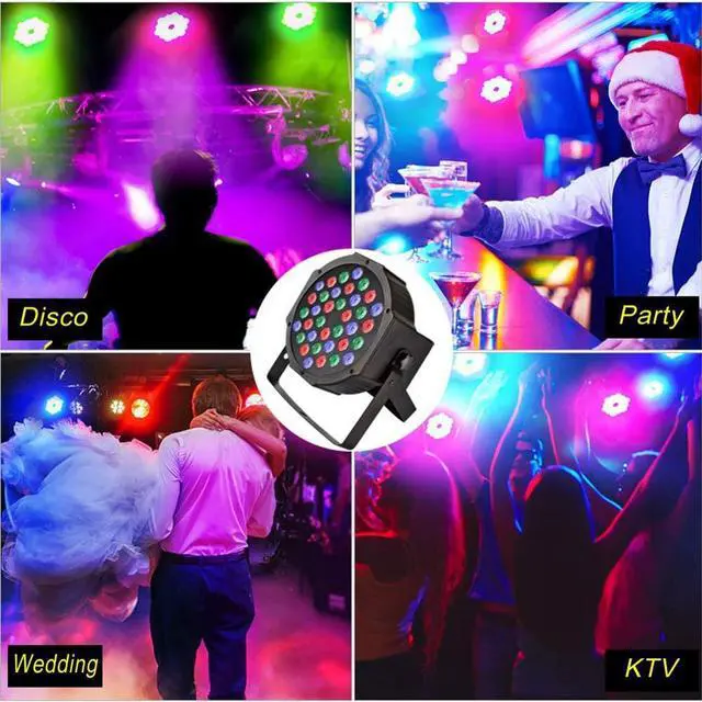 Alt view image 4 of 5 - 36 LED Stage Light Lumiere RGB LED Par Lights With DMX512 Sound Activated UV Disco Party Light Christmas Projector Strobe Light