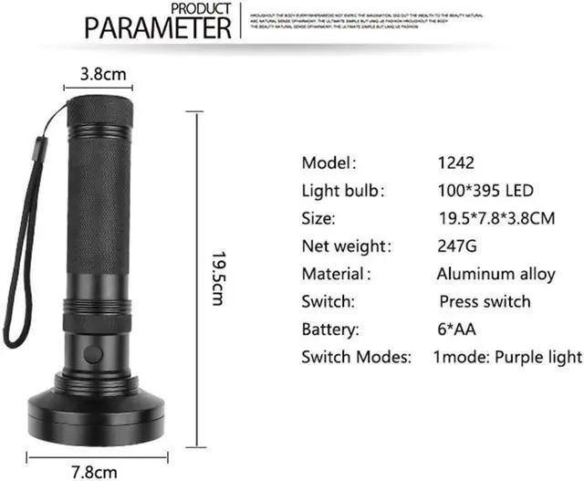 Alt view image 2 of 5 - Long Shots Lamp 395 LED UV Torch Dog Cat Pet Urine Stains Banknote Detection Torch Lamp Light  Hunting