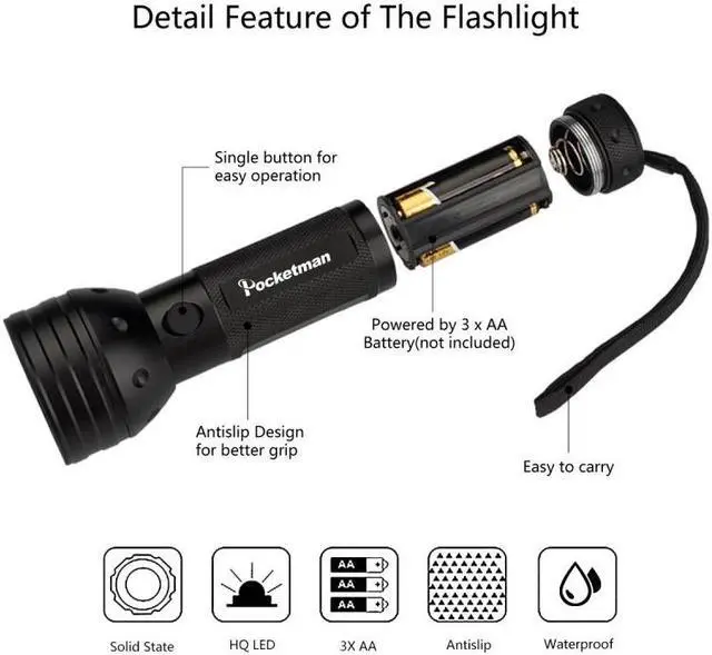 Alt view image 4 of 5 - UV Flashlight Black Light, 9 12 21 51 LED 395 nM Ultraviolet Torch Blacklight Detector for Dog Urine, Pet Stains and Bed Bug z50