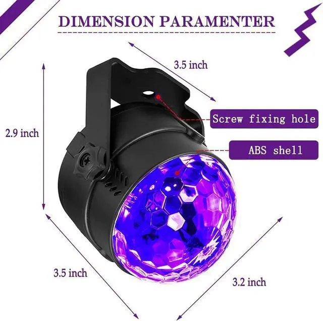 Alt view image 2 of 5 - 3W UV LED Stage Lights Sound Activated Rotating Disco Ball Party Lights Strobe Light for House Party KTV Club Wedding Christmas