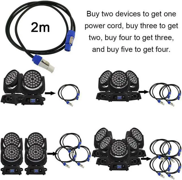 Alt view image 4 of 5 - 2PCS Moving Head Led Zoom 36x18W RGBWA UV 6in1 Wash Light 36x12W 4in1 Lyre 19x15W Big Bee Eye Beam Effect DJ DMX Stage Party Bar