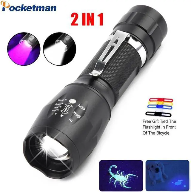 Main image of Portable UV LED Flashlight 2 in 1 Purple/White Light Flashlight Black Light Ultraviolet Torch Ultraviolet Urine Detector