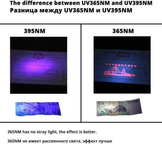 Alt view image 2 of 5 - Flashlight 365nm/395nm Ultra Violet Light Zoom Mini Black Light Pet Urine Stains Detector Scorpion Use AA 14500 battery