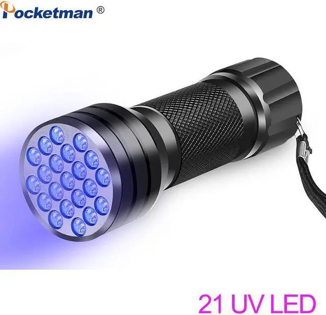Alt view image 6 of 7 - Flashlight 21LED 12LED  Light 395-400nm LED  Flashlights linterna torch Ultraviolet Black Light lamp