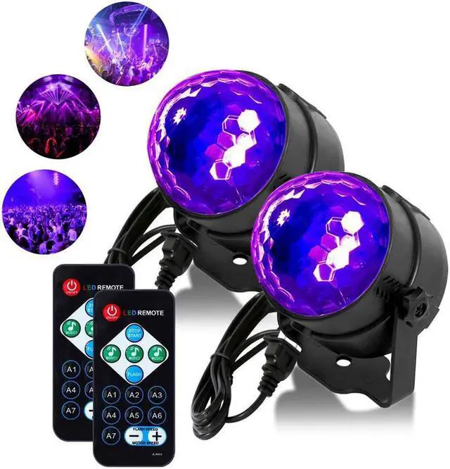 Main image of 3W UV LED Disco Ball Party Lights Sound Activated Rotating Strobe LED Stage Lights for Festival Bar Club Party Wedding Show Home