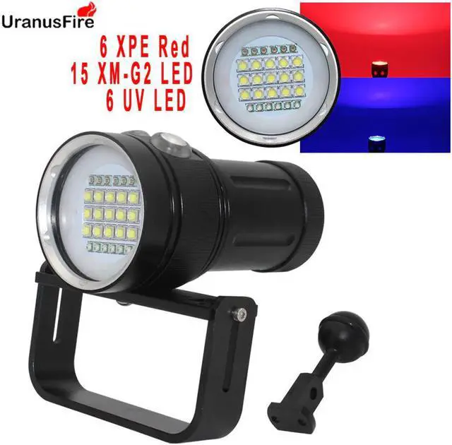 Main image of Diving Flashlight  G2+XPE+UV Ultraviolet  Photography Video light 20000LM underwater 100m waterproof Tactical torch