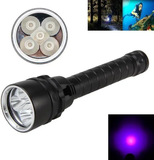 Main image of Waterproof Scuba diving flashligh 18650 5X UV Flash Light LED Lantern Torche Underwater 100m 365nm-395nm