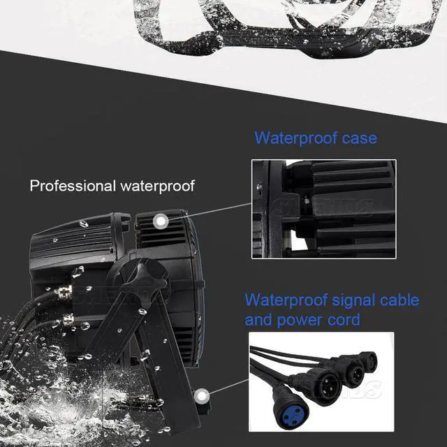 Alt view image 5 of 5 - 2PCS Waterproof Led Par 18x18W RGBW UV 6in1 18x12W 4in1 DJ DMX Outdoor IP65 Wall Waher Stage Disco Aluminum Concert Light