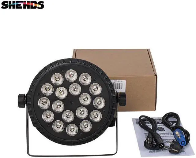 Alt view image 4 of 5 - 2/4pcs 18x18W RGBWA+UV Aluminum Alloy LED Flat Par Light DMX 512For DJ Disco Party Projector Nightclub Bar  Stage Lighting